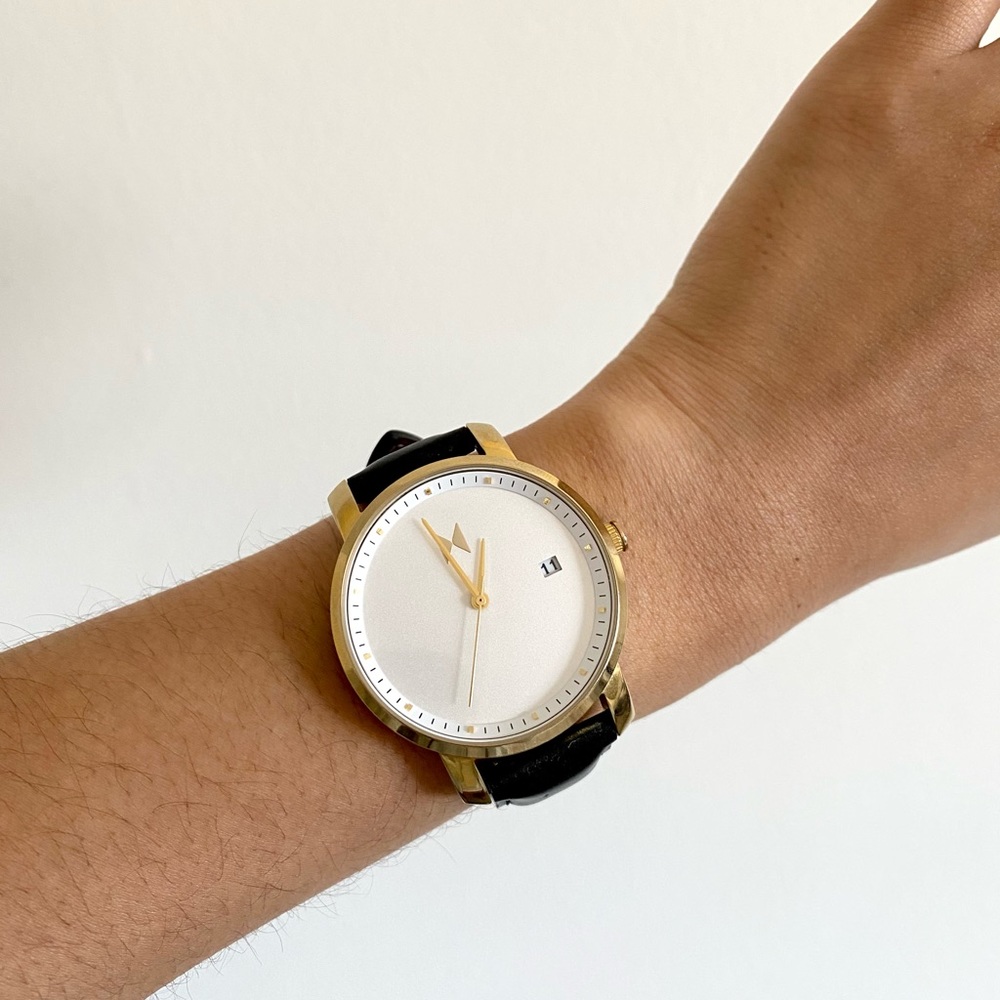 MVMT Black Leather Watch